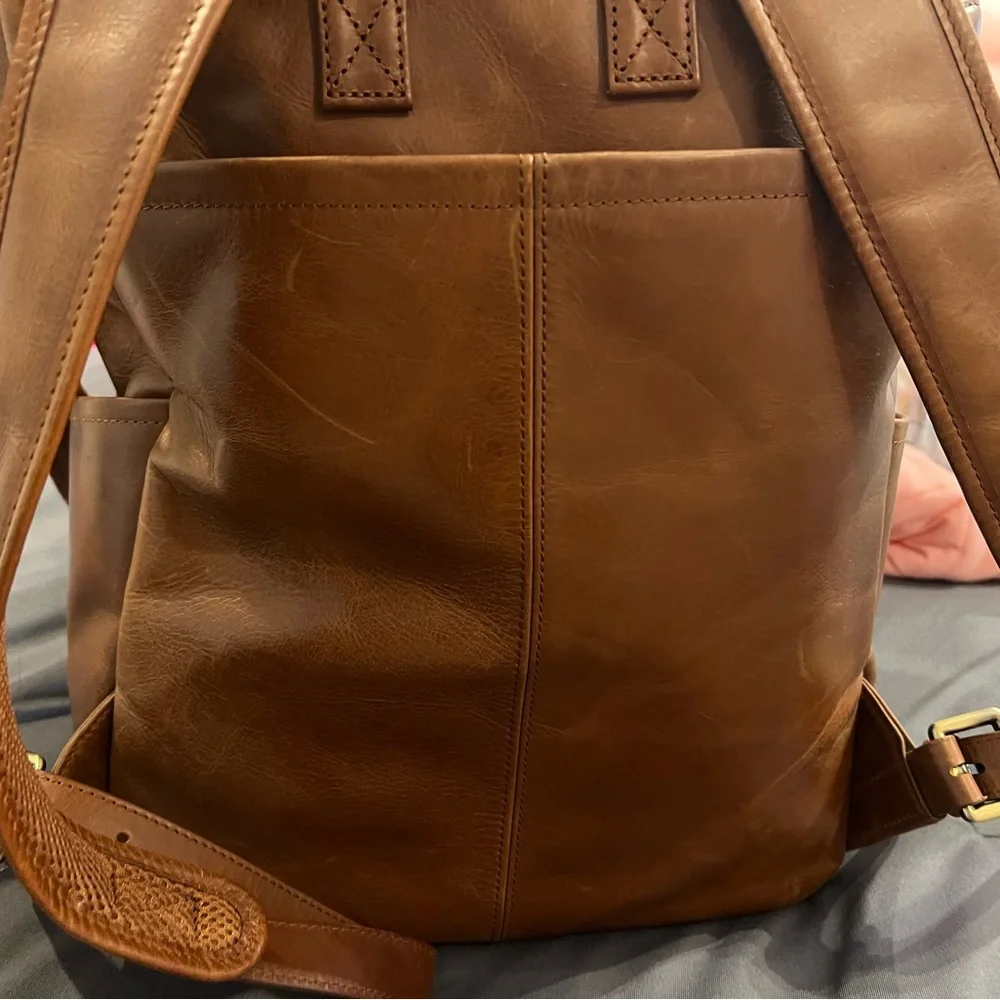 Azaria cognacLeather Baby Bag Backpack - Timeless Organizer